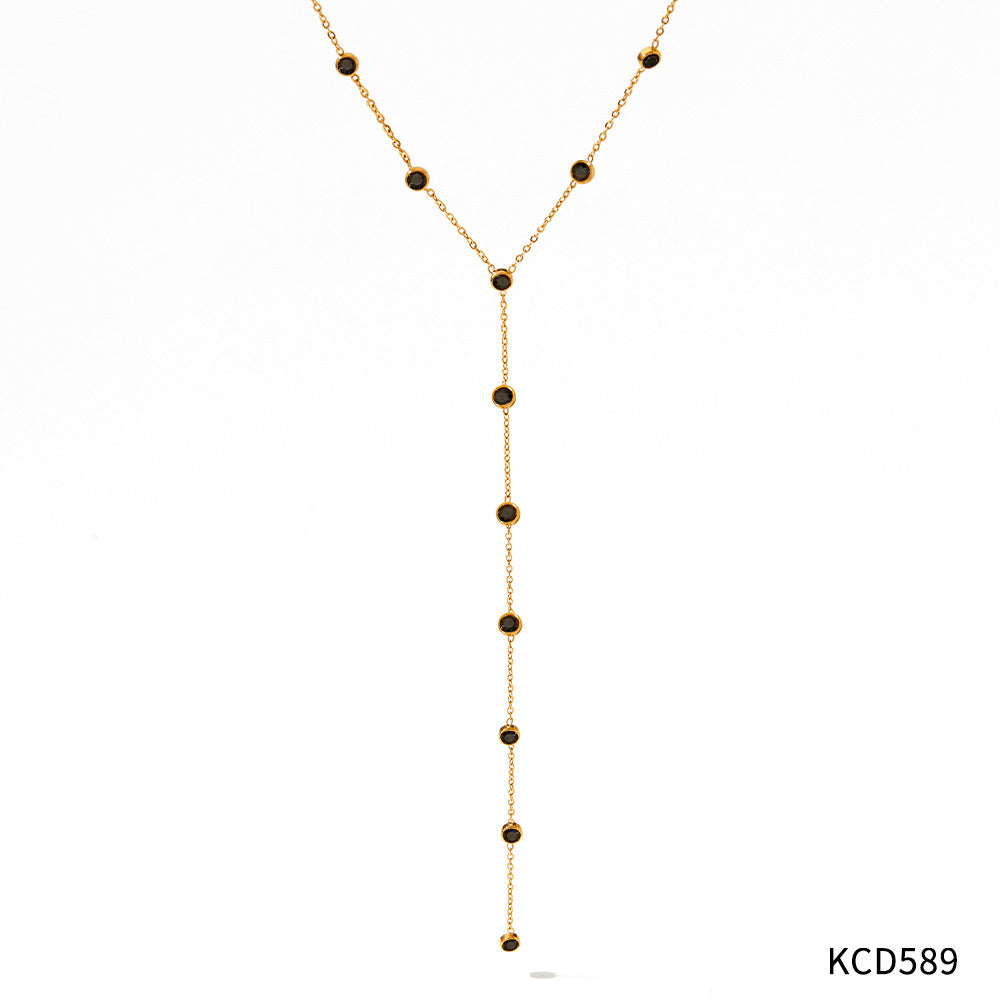 Y-shaped Zircon Tassel Necklace For Women