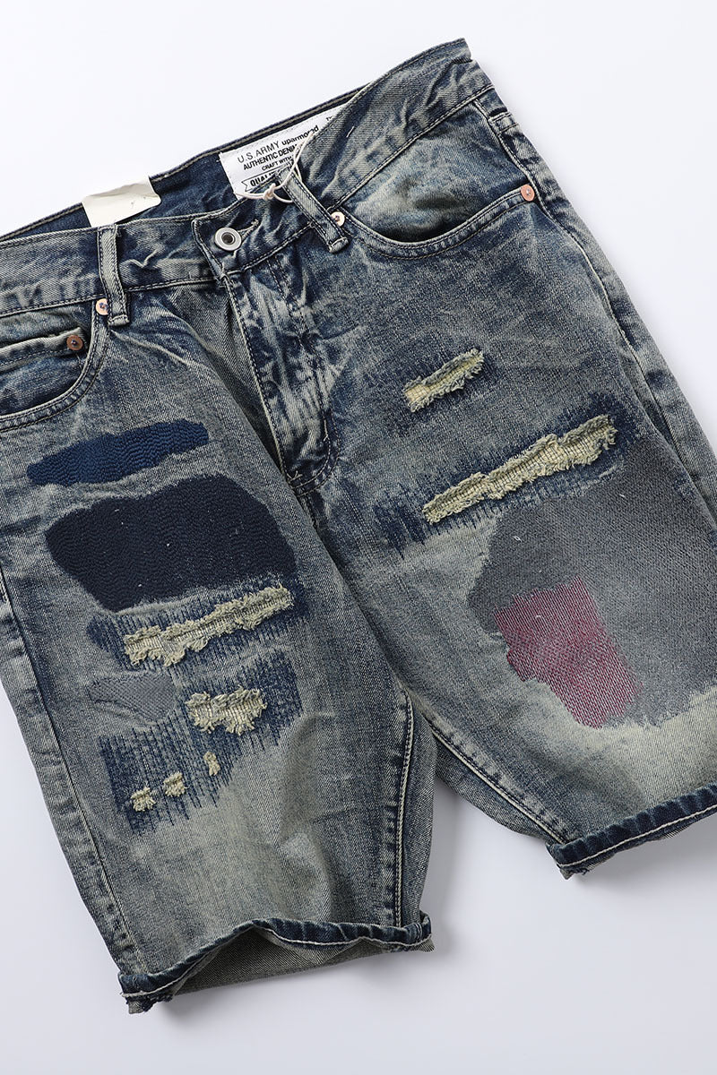 Vintage Heavy Distressed Denim Ripped Shorts