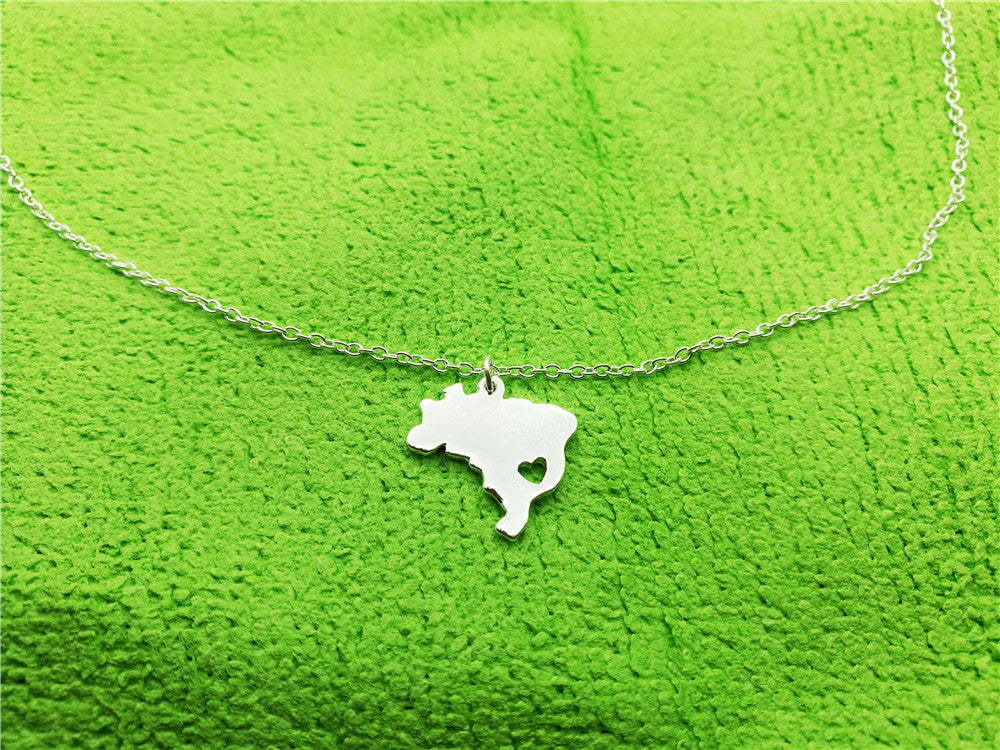 Brazil map necklace