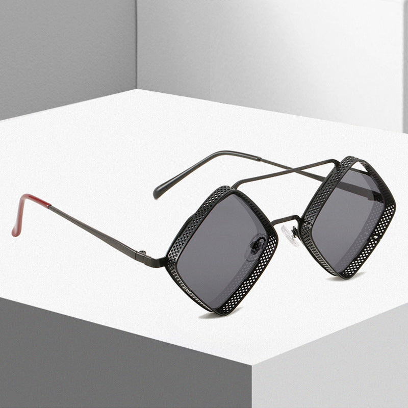 Metal Rhombus Double Beam Sunglasses