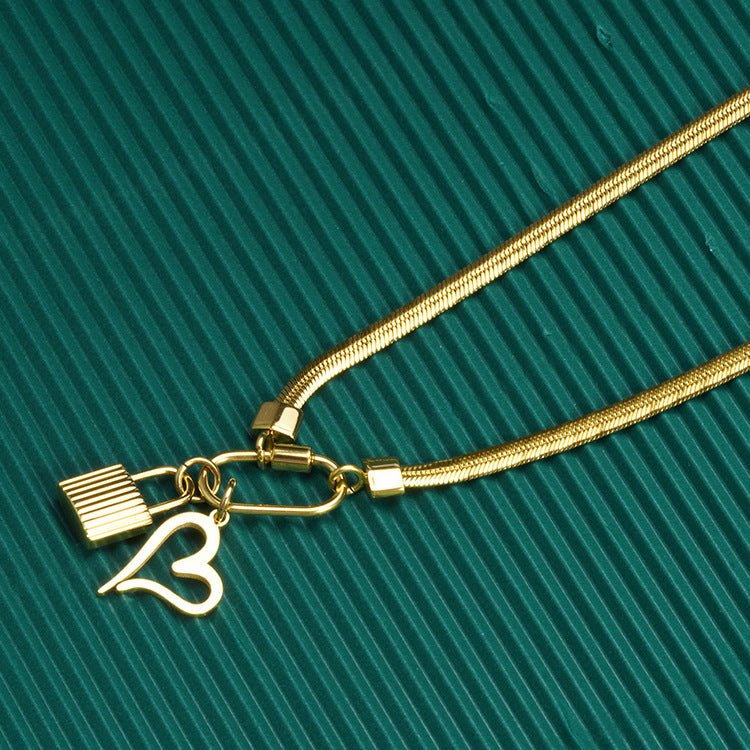 Unique Personality Elegant Lock Your Heart Pendant And Lock Necklace