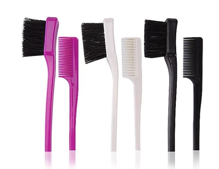 Beauty Double Side Edge Control Hair Comb Hair Brush Eyebrow Brush Hair Styling Salon Hair Accessories Random Color