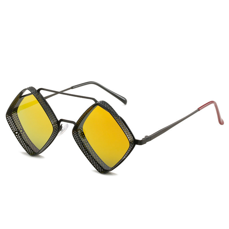 Metal Rhombus Double Beam Sunglasses