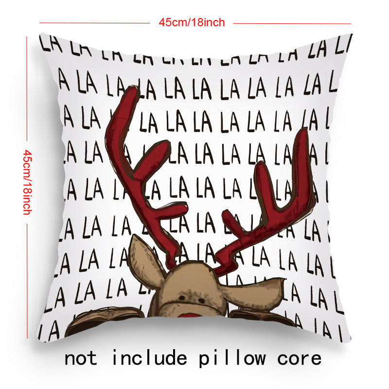 Pillow Cover Cartoon Santa Claus Elk Holiday Decoration Sofa Cushion Cover