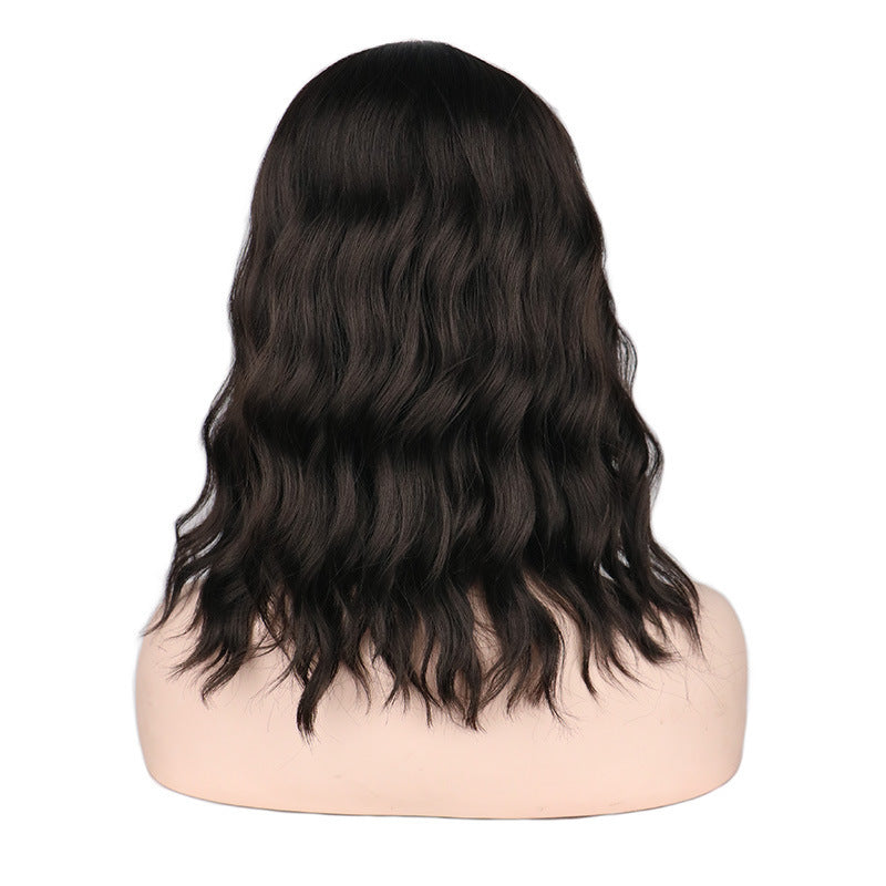 Women's Oblique Bangs Short Curly Wig Headgear