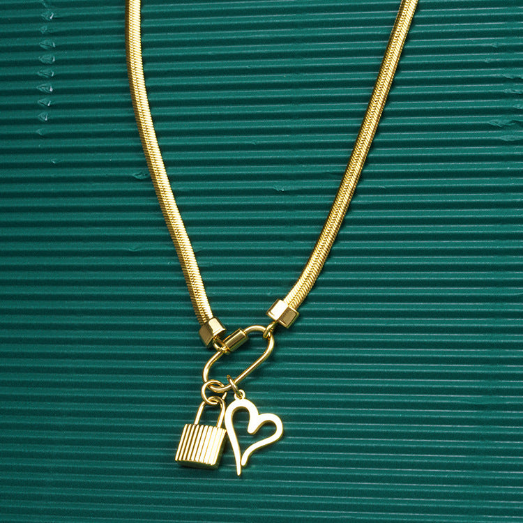 Unique Personality Elegant Lock Your Heart Pendant And Lock Necklace