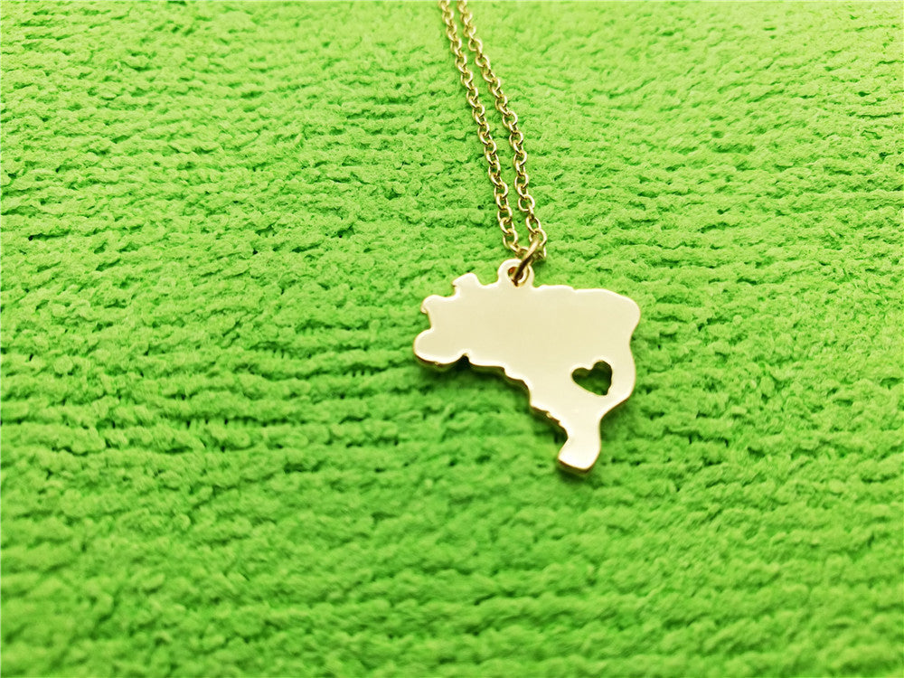 Brazil map necklace