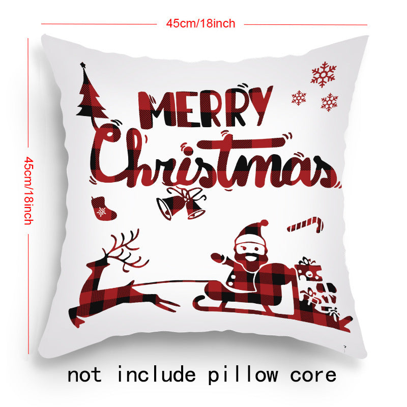 Pillow Cover Cartoon Santa Claus Elk Holiday Decoration Sofa Cushion Cover