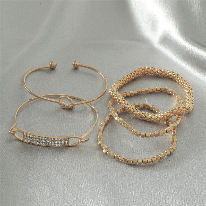 5-piece  Vintage Chain Bracelets Set Of European And American