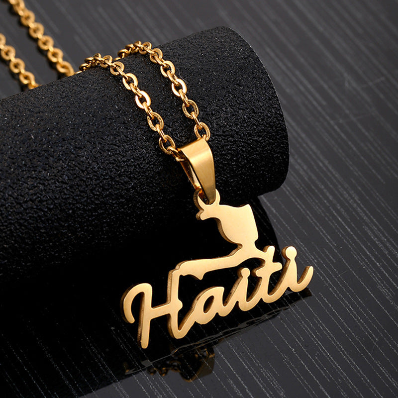 00 Haiti Map Necklace