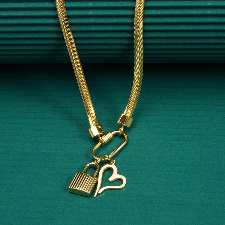 Unique Personality Elegant Lock Your Heart Pendant And Lock Necklace