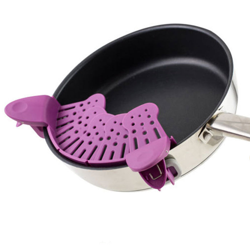 Universal Silicone Clip-on Pan Pot Strainer Anti-spill Pasta Pot Strainer Food Grade Rice Fruit Colander Strainer Kitchen Gadgets