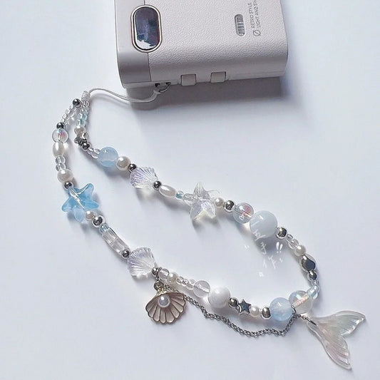 Princess Shell Pendant Mobile Phone Lanyard Beaded Bracelet