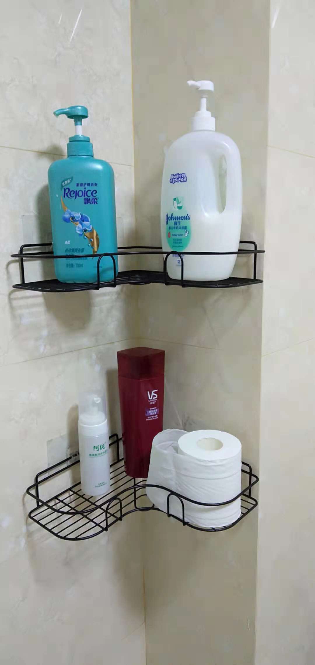 Wall Bathroom Storage Rack Kitchen Corner Shelf Household Tripod