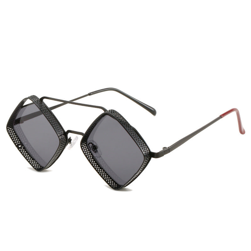 Metal Rhombus Double Beam Sunglasses