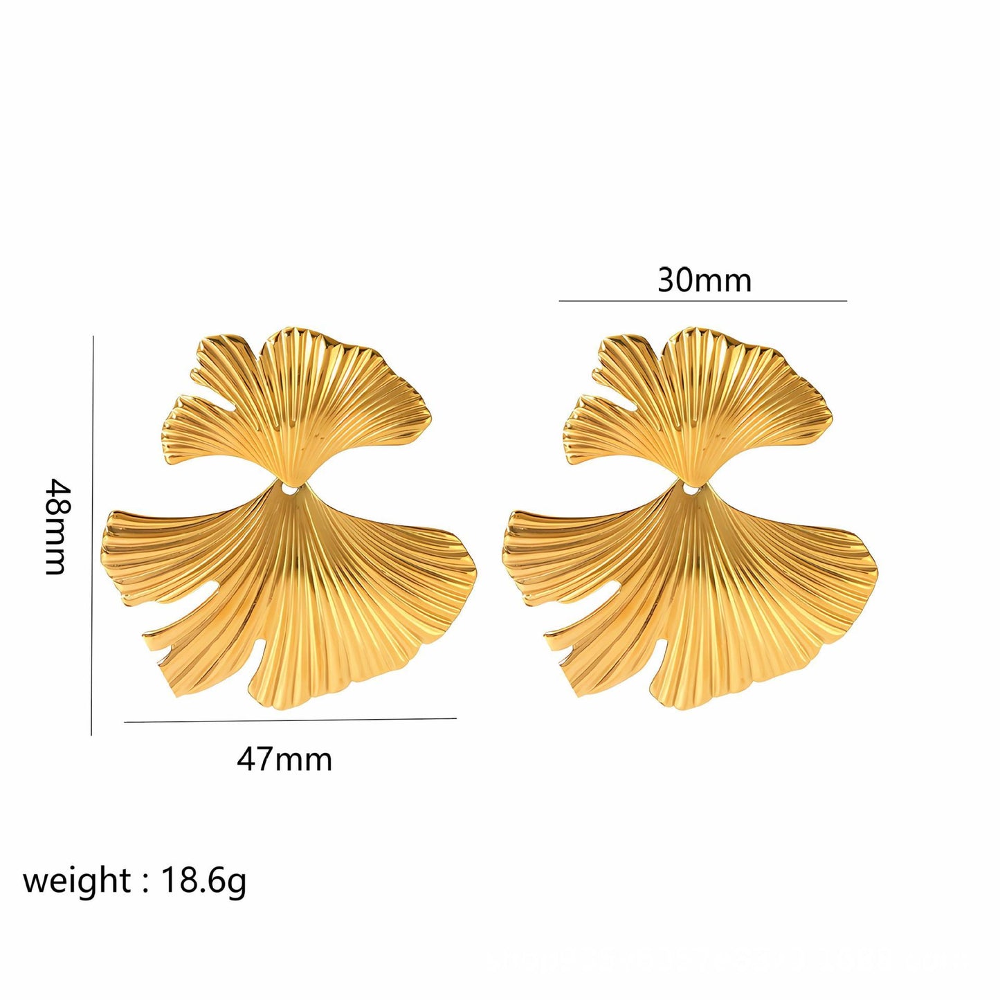 Gold Stainless Steel Butterfly Flower Stud Earrings