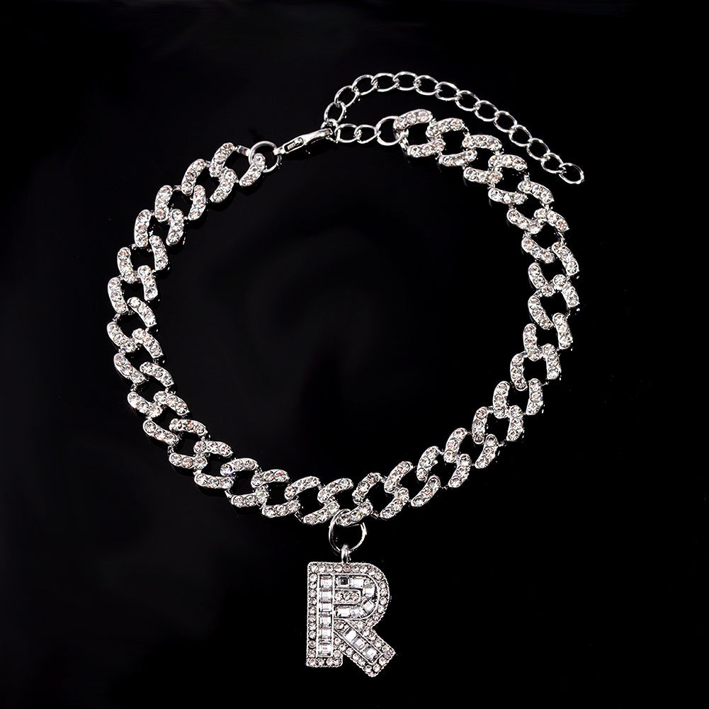 Hip Hop Alphabet Pendant Cuban Chain Anklet