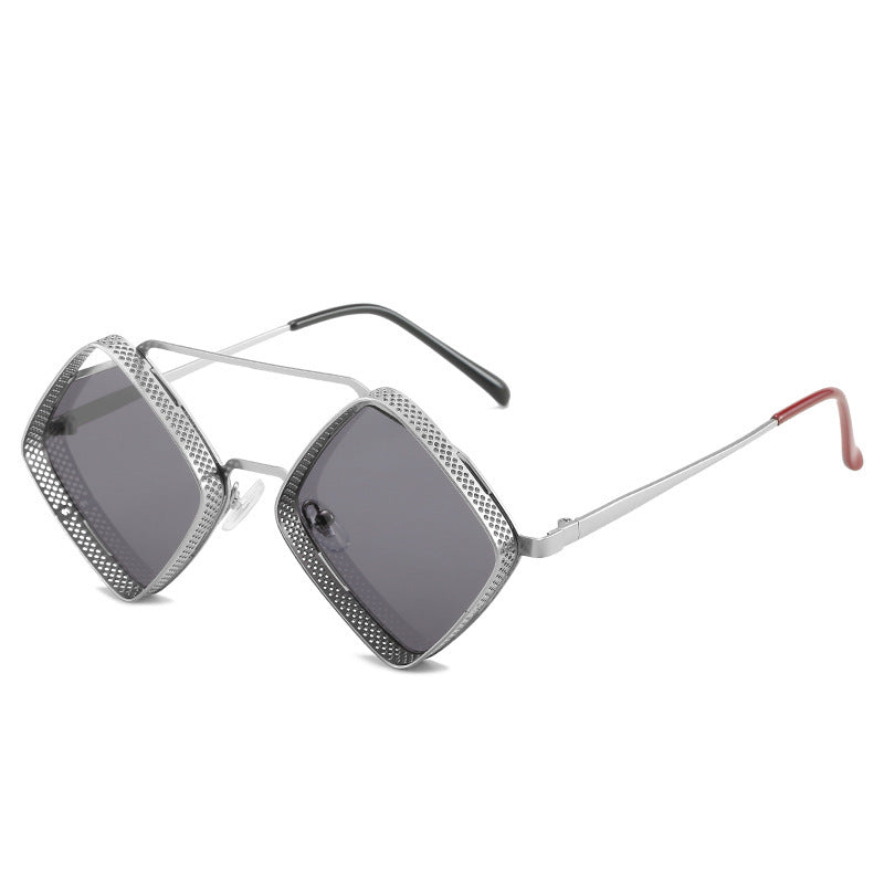 Metal Rhombus Double Beam Sunglasses