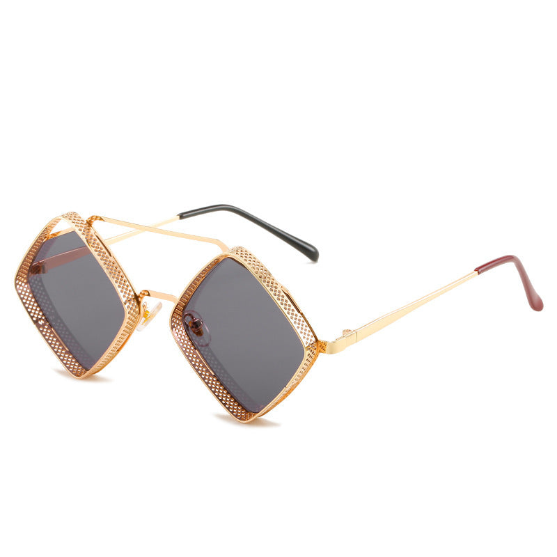 Metal Rhombus Double Beam Sunglasses