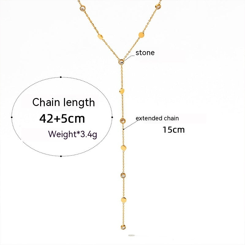 Y-shaped Zircon Tassel Necklace For Women