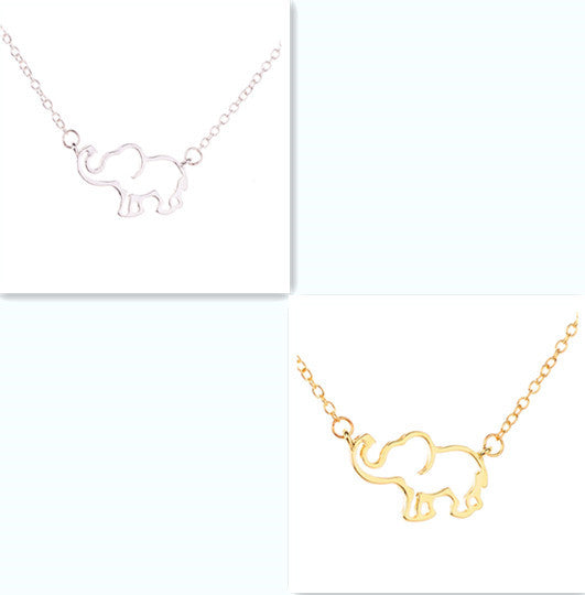 Elephant pendant necklace lucky hollow like clavicle chain