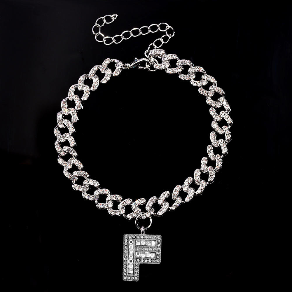 Hip Hop Alphabet Pendant Cuban Chain Anklet