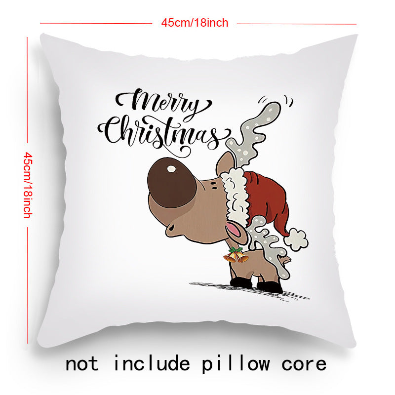 Pillow Cover Cartoon Santa Claus Elk Holiday Decoration Sofa Cushion Cover