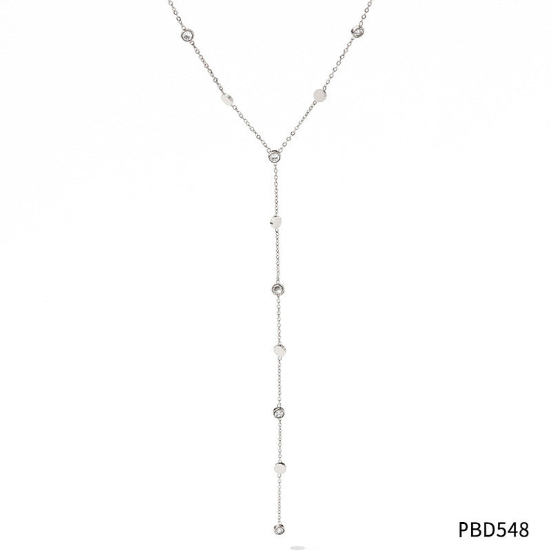 Y-shaped Zircon Tassel Necklace For Women