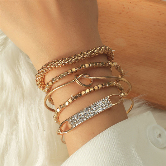 5-piece  Vintage Chain Bracelets Set Of European And American