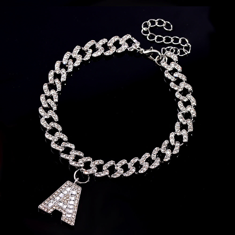 Hip Hop Alphabet Pendant Cuban Chain Anklet