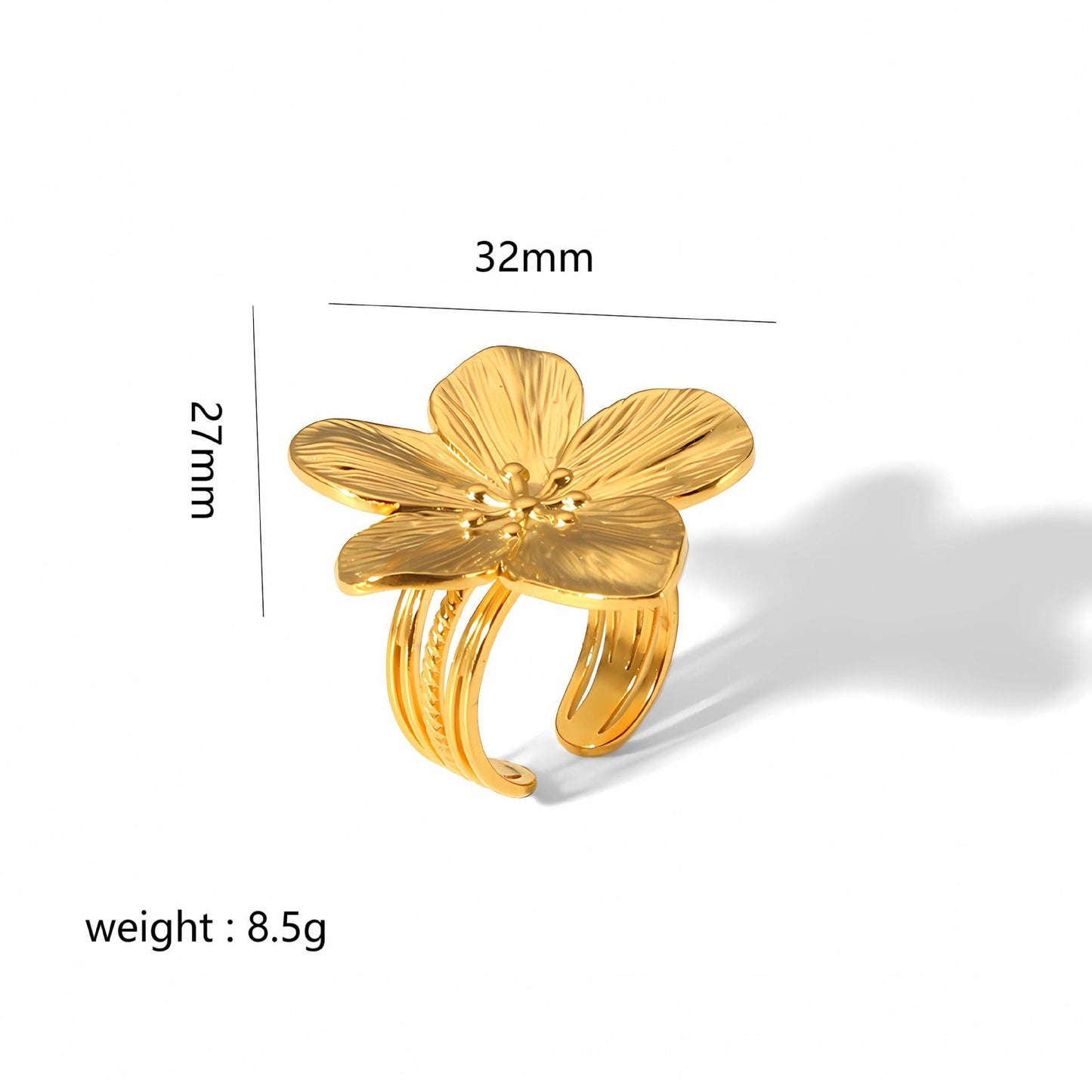 Gold Stainless Steel Butterfly Flower Stud Earrings