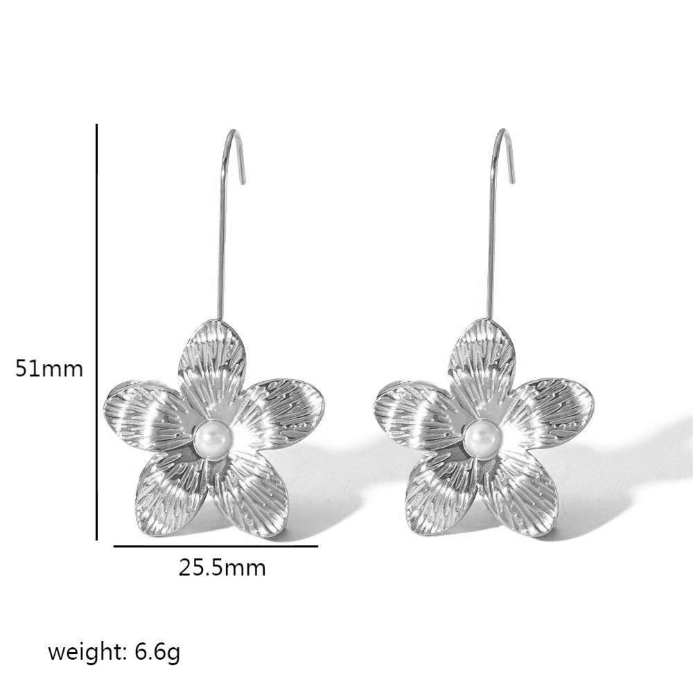 Gold Stainless Steel Butterfly Flower Stud Earrings