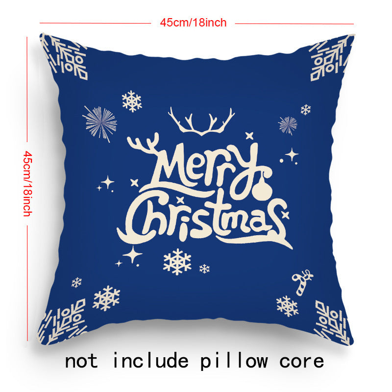 Pillow Cover Cartoon Santa Claus Elk Holiday Decoration Sofa Cushion Cover