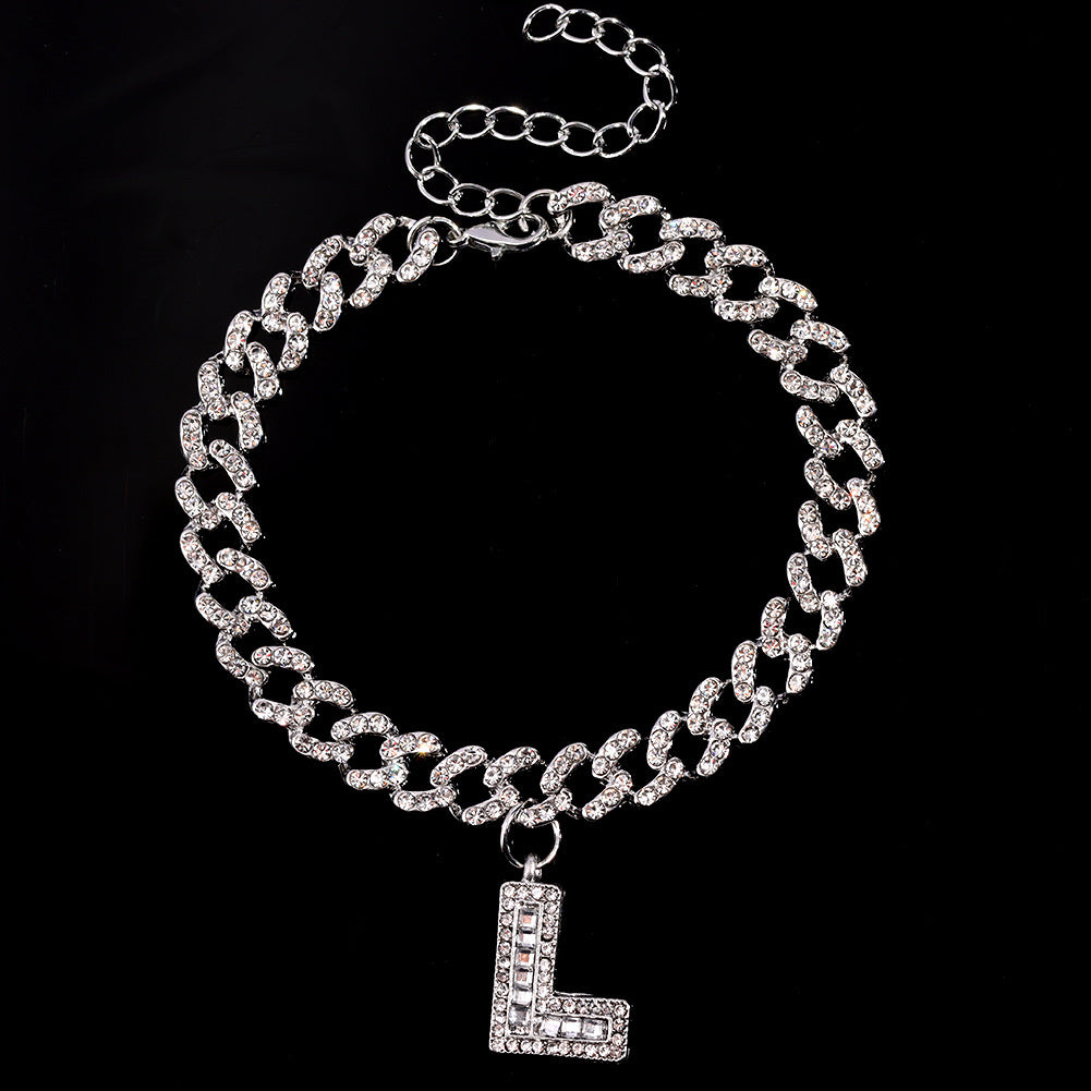 Hip Hop Alphabet Pendant Cuban Chain Anklet