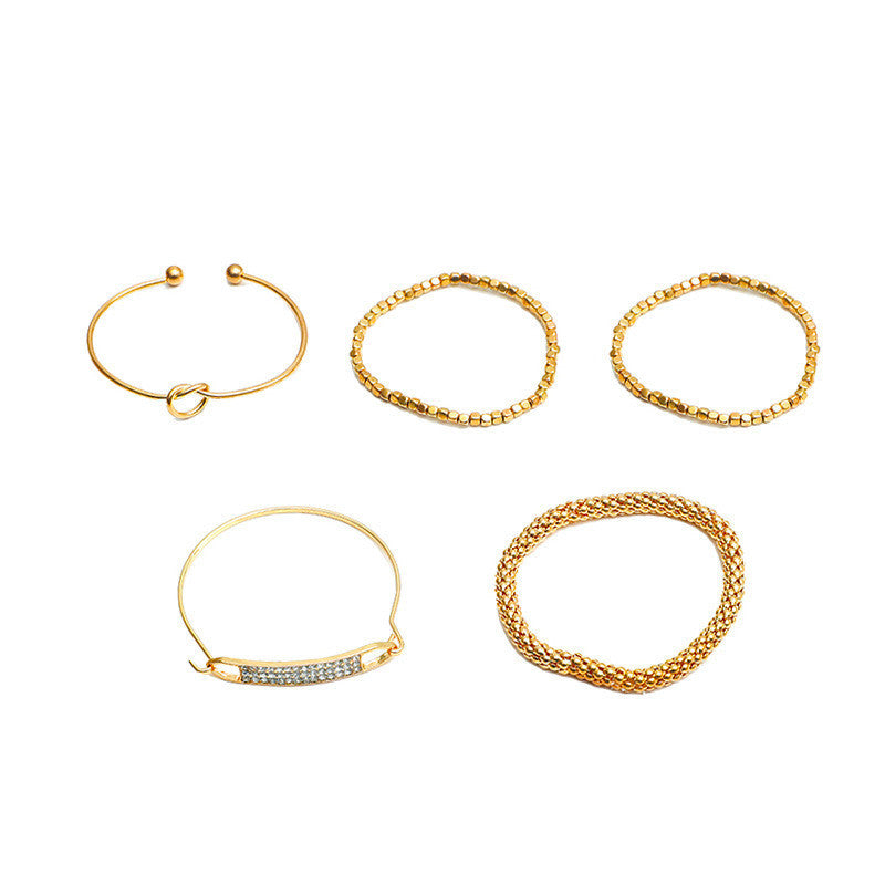 5-piece  Vintage Chain Bracelets Set Of European And American