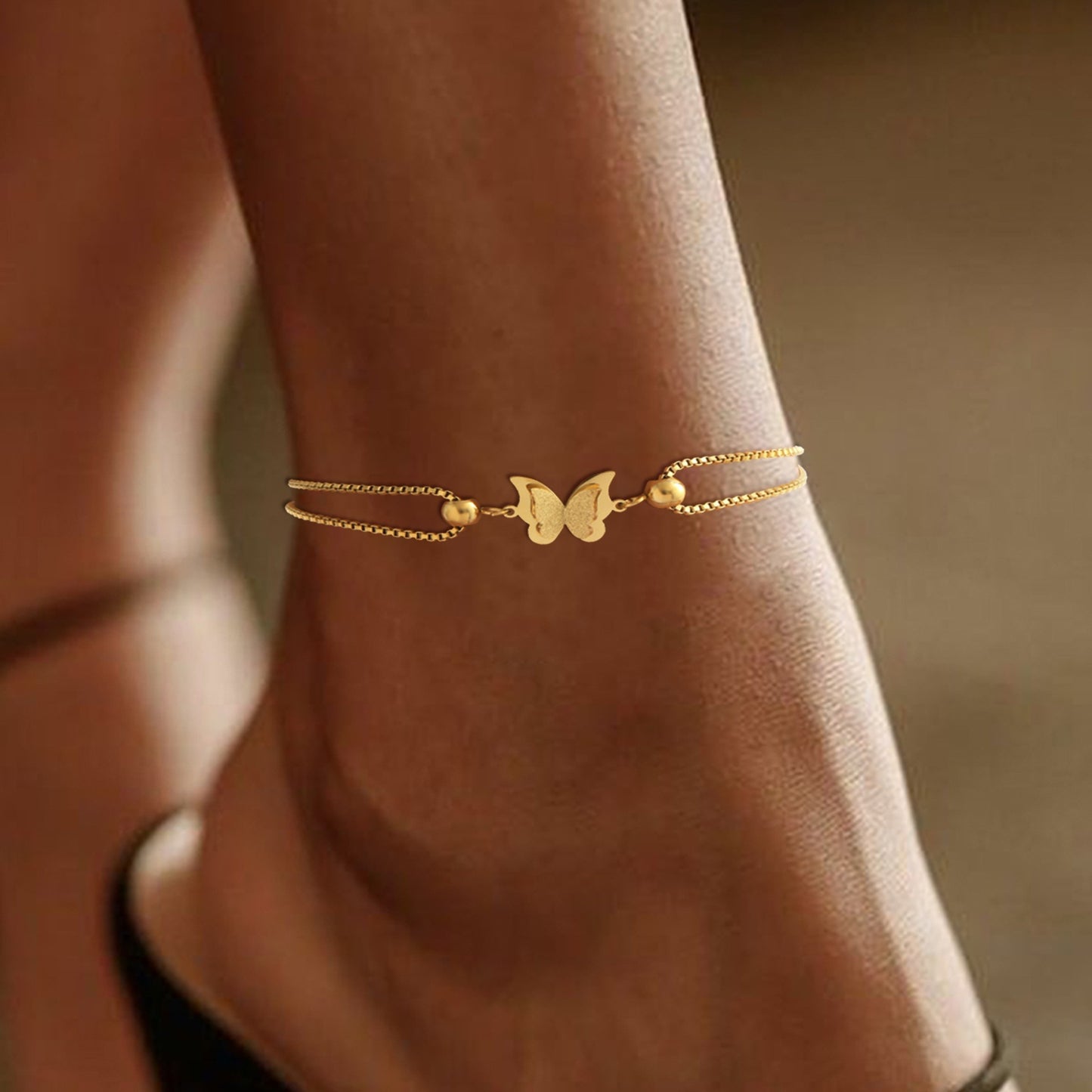 Europe And America Cross Border Butterfly Pendant Layered Anklet