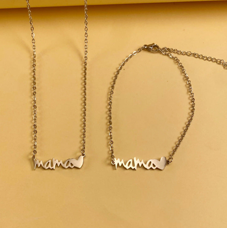 Stainless Steel Letter Necklace Bracelet Jewelry