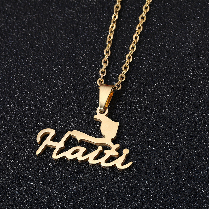 00 Haiti Map Necklace