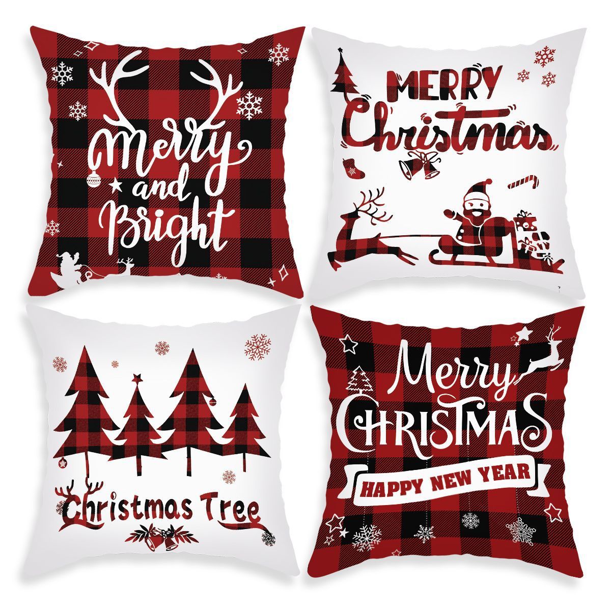 Pillow Cover Cartoon Santa Claus Elk Holiday Decoration Sofa Cushion Cover