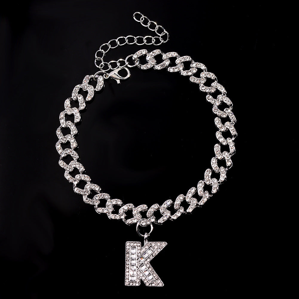 Hip Hop Alphabet Pendant Cuban Chain Anklet