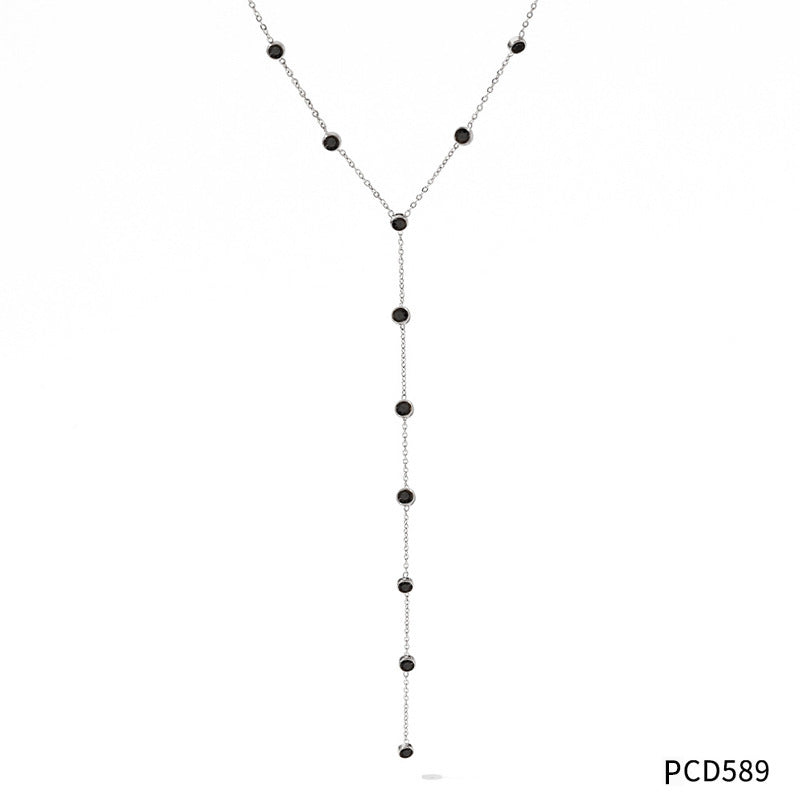 Y-shaped Zircon Tassel Necklace For Women