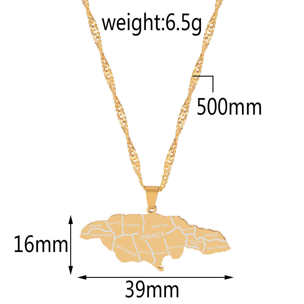 Australia Map English Creative Stainless Steel Pendant Necklace