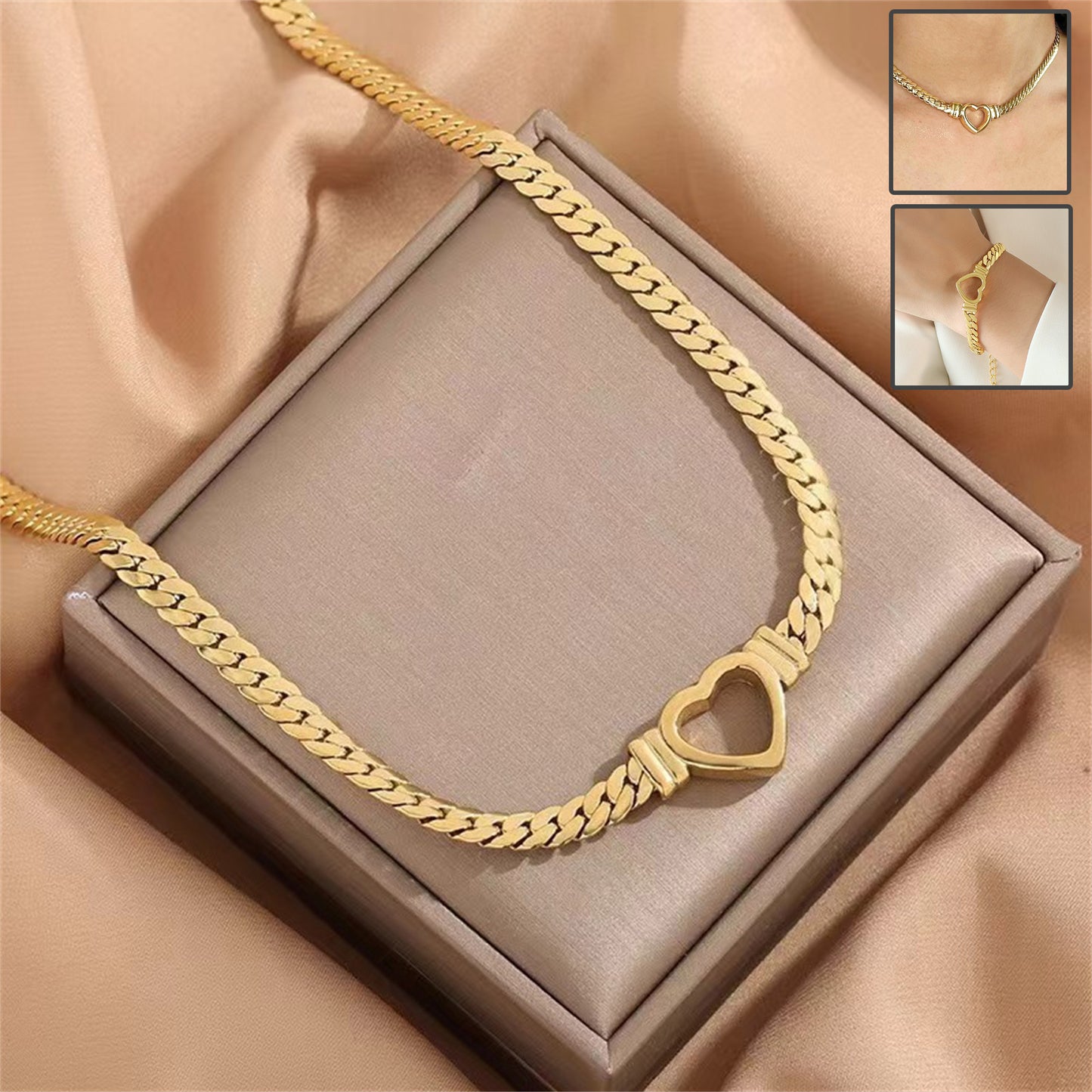 Love Chain Necklace Bracelet For Women Fashion Titanium Steel Non-fading Clavicle Chain Jewelry