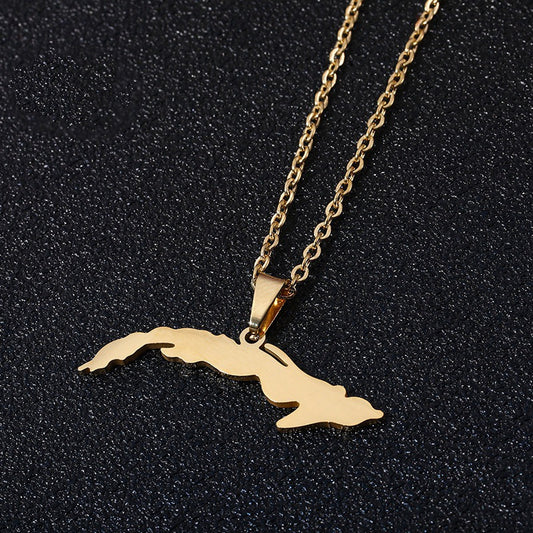 Map Of The Republic Of Cuba Pendant Necklace