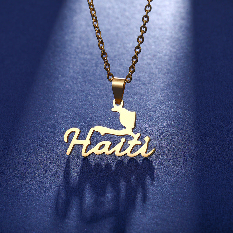 00 Haiti Map Necklace