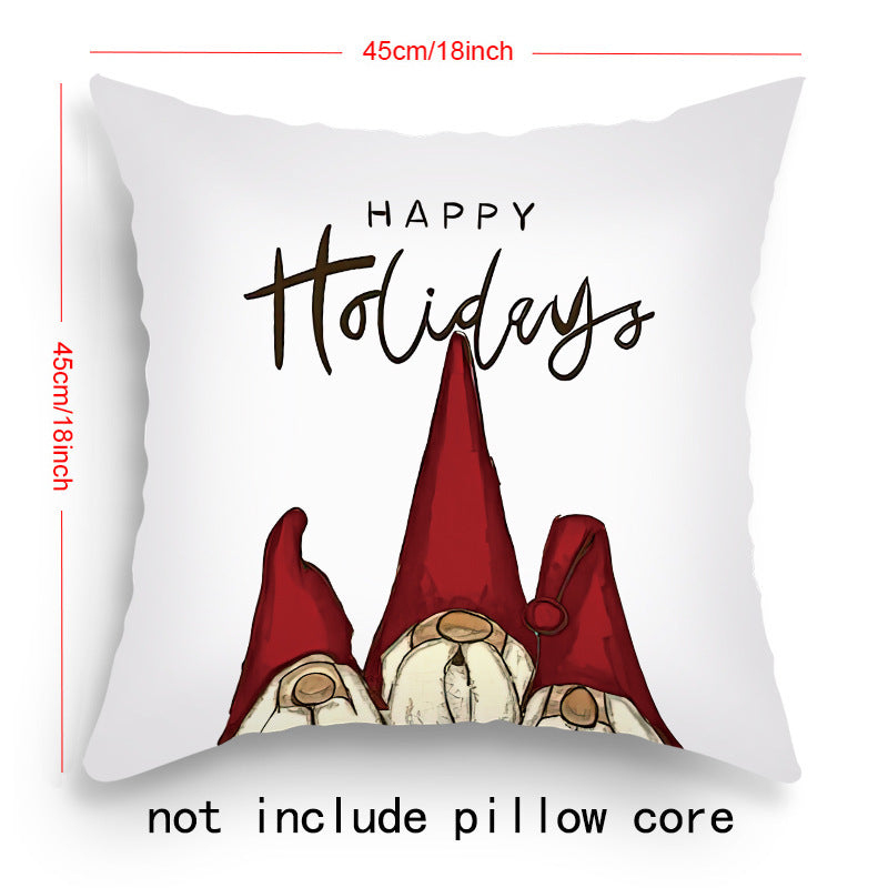 Pillow Cover Cartoon Santa Claus Elk Holiday Decoration Sofa Cushion Cover