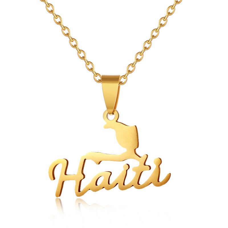 00 Haiti Map Necklace