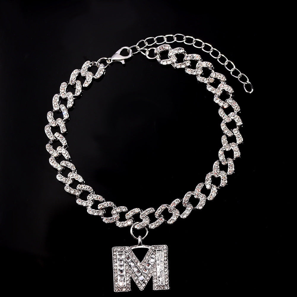 Hip Hop Alphabet Pendant Cuban Chain Anklet