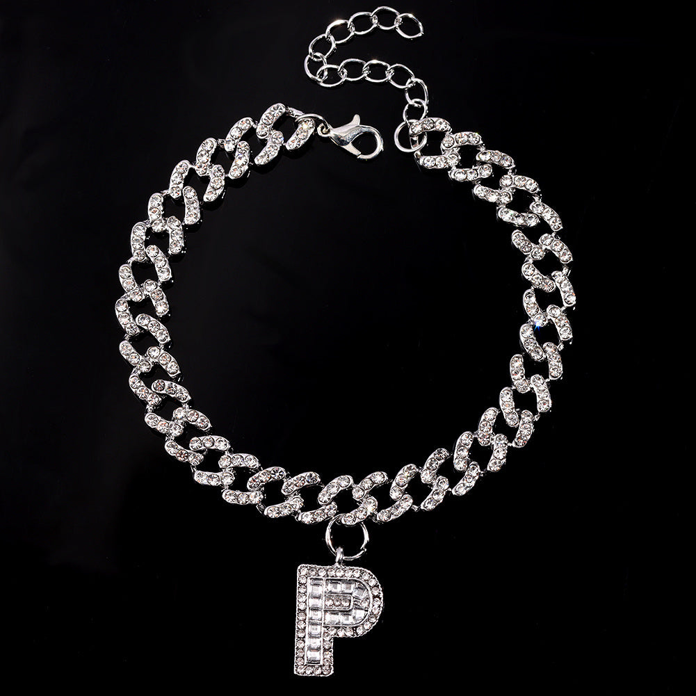 Hip Hop Alphabet Pendant Cuban Chain Anklet