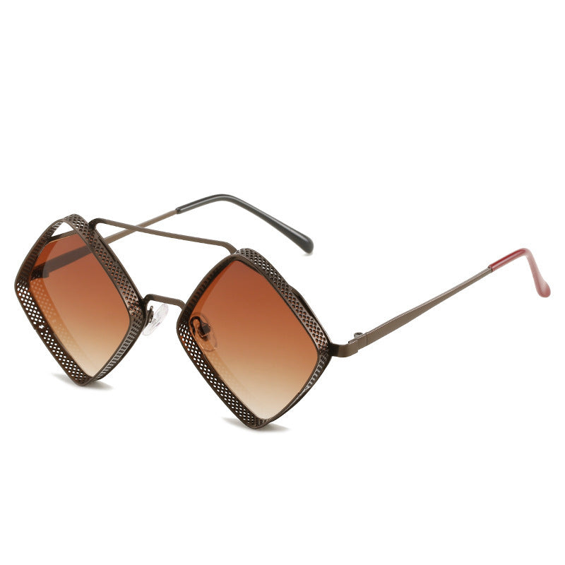 Metal Rhombus Double Beam Sunglasses